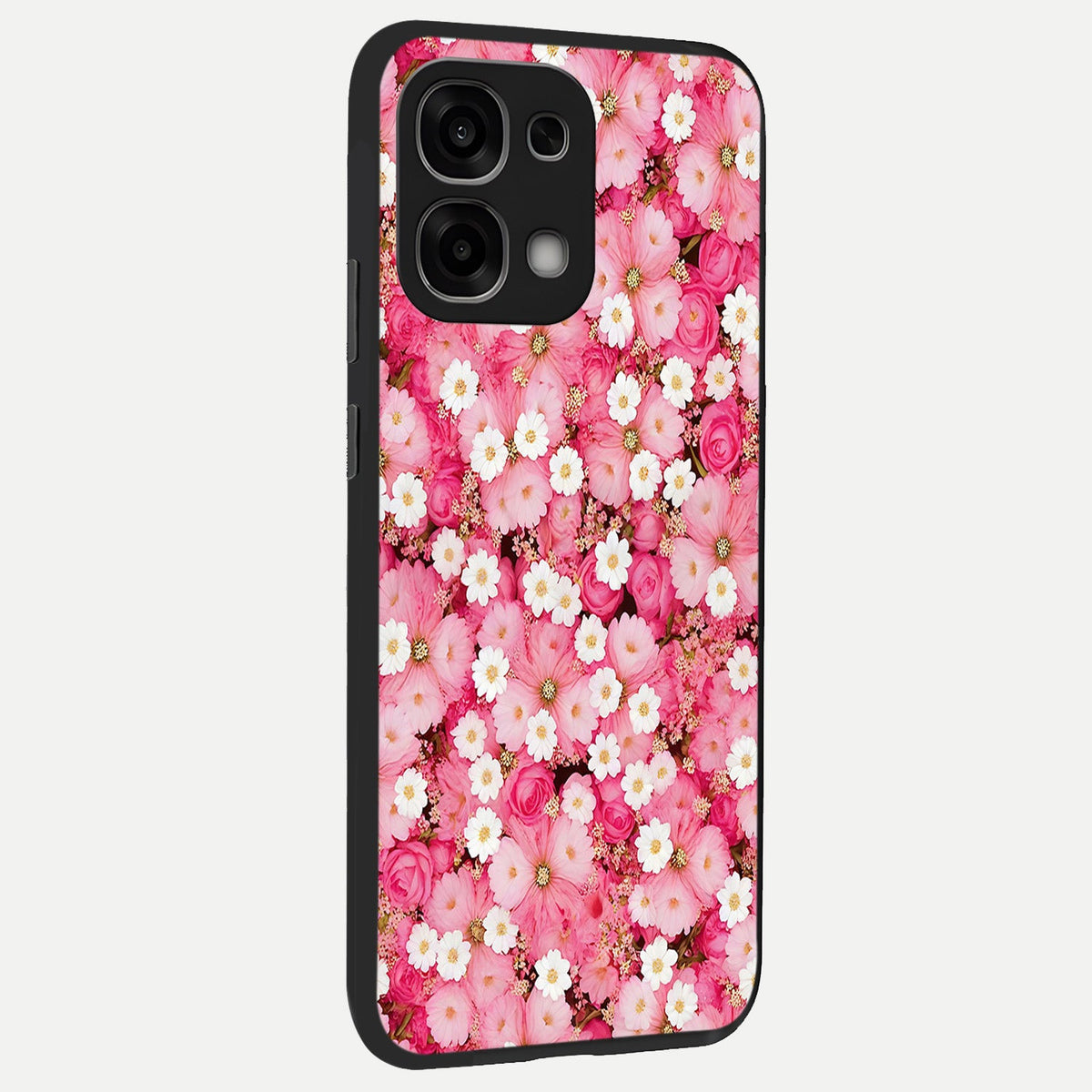  Pink Daisy Bliss back cover For Oppo F33 5G slim fit glass case with vibrant aesthetic design