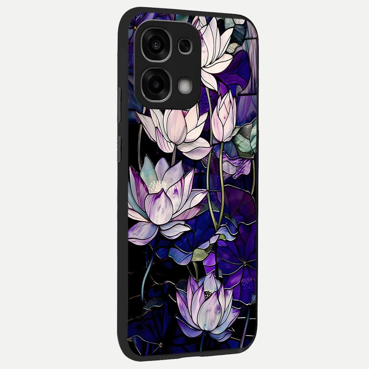  Purple Lotus Pattern back cover For Oppo F33 5G slim fit glass case with vibrant aesthetic design