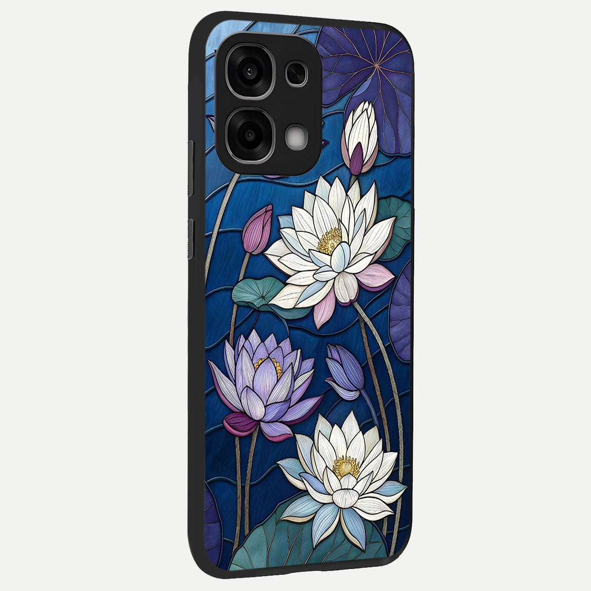  Purple Lotus Stained back cover For Oppo F33 5G slim fit glass case with vibrant aesthetic design
