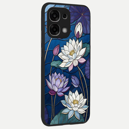  Purple Lotus Stained back cover For Oppo F33 5G slim fit glass case with vibrant aesthetic design