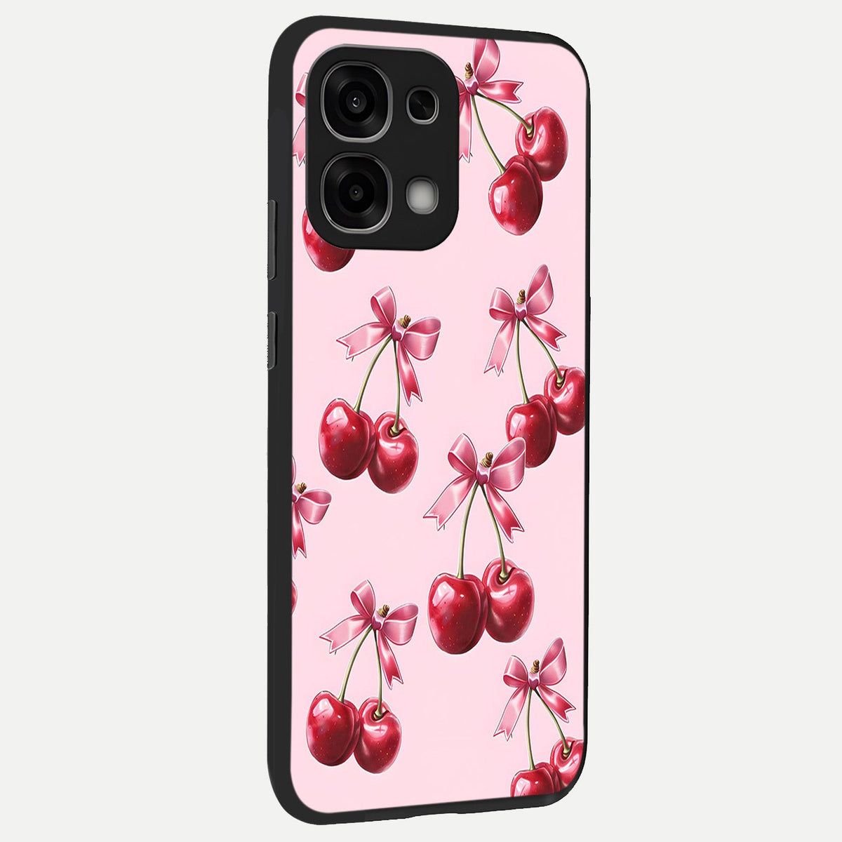  Red Cherries Pattern back cover For Oppo F33 5G slim fit glass case with vibrant aesthetic design