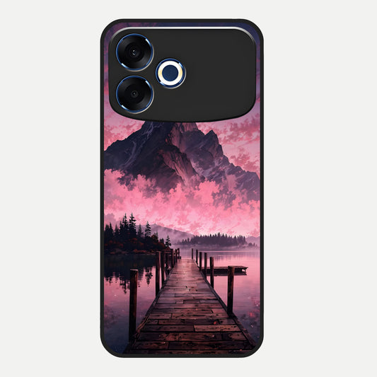  Beautiful Mountain View Glass Case For Oppo F33 Pro 5G back cover – full design glossy printed glass finish