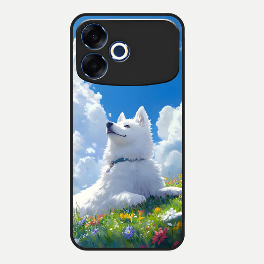  Blissful Cloud Pup Glass Case For Oppo F33 Pro 5G back cover – full design glossy printed glass finish