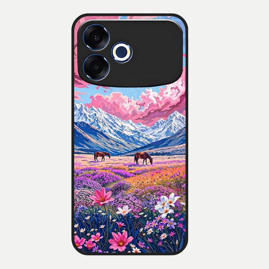  Blossom Valley Dream Glass Case For Oppo F33 Pro 5G back cover – full design glossy printed glass finish