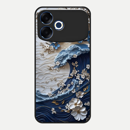  Blossom Wave Art Glass Case For Oppo F33 Pro 5G back cover – full design glossy printed glass finish