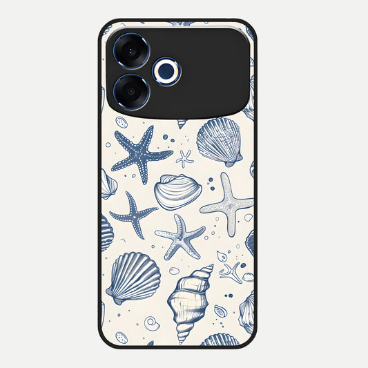  Blue Ocean Outline Glass Case For Oppo F33 Pro 5G back cover – full design glossy printed glass finish