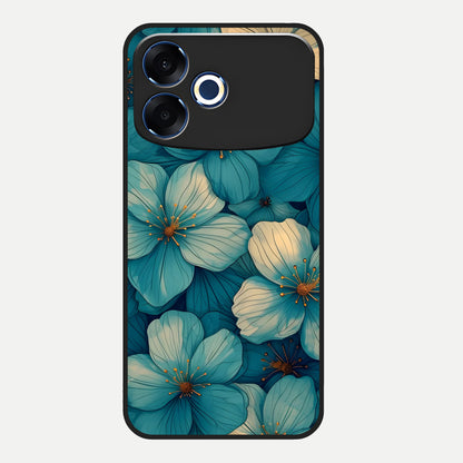  Blue Shade Floral Glass Case For Oppo F33 Pro 5G back cover – full design glossy printed glass finish