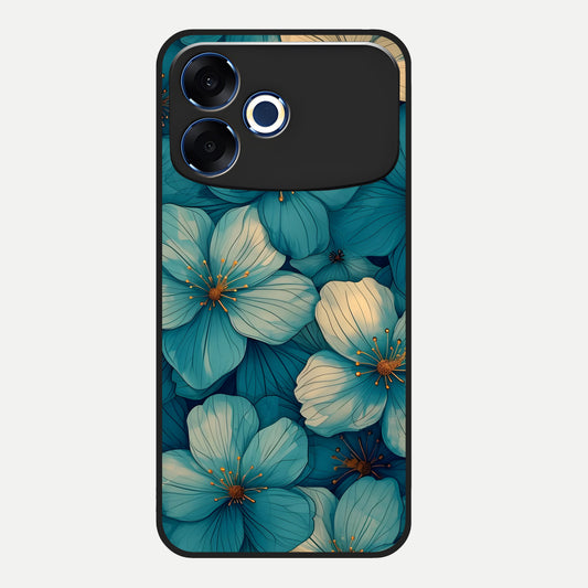  Blue Shade Floral Glass Case For Oppo F33 Pro 5G back cover – full design glossy printed glass finish