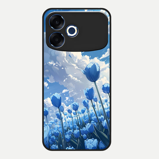  Blue Tulip Clouds Glass Case For Oppo F33 Pro 5G back cover – full design glossy printed glass finish