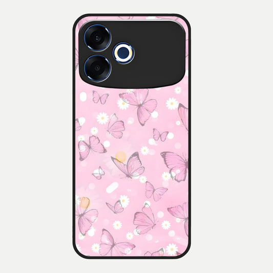  Blush Butterfly Garden Glass Case For Oppo F33 Pro 5G back cover – full design glossy printed glass finish