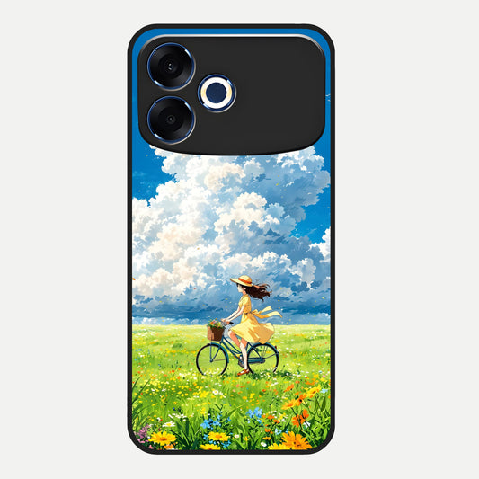  Breezy Meadow Ride Glass Case For Oppo F33 Pro 5G back cover – full design glossy printed glass finish