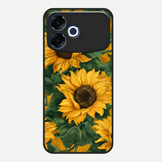  Bright Sunflower Bloom Glass Case For Oppo F33 Pro 5G back cover – full design glossy printed glass finish