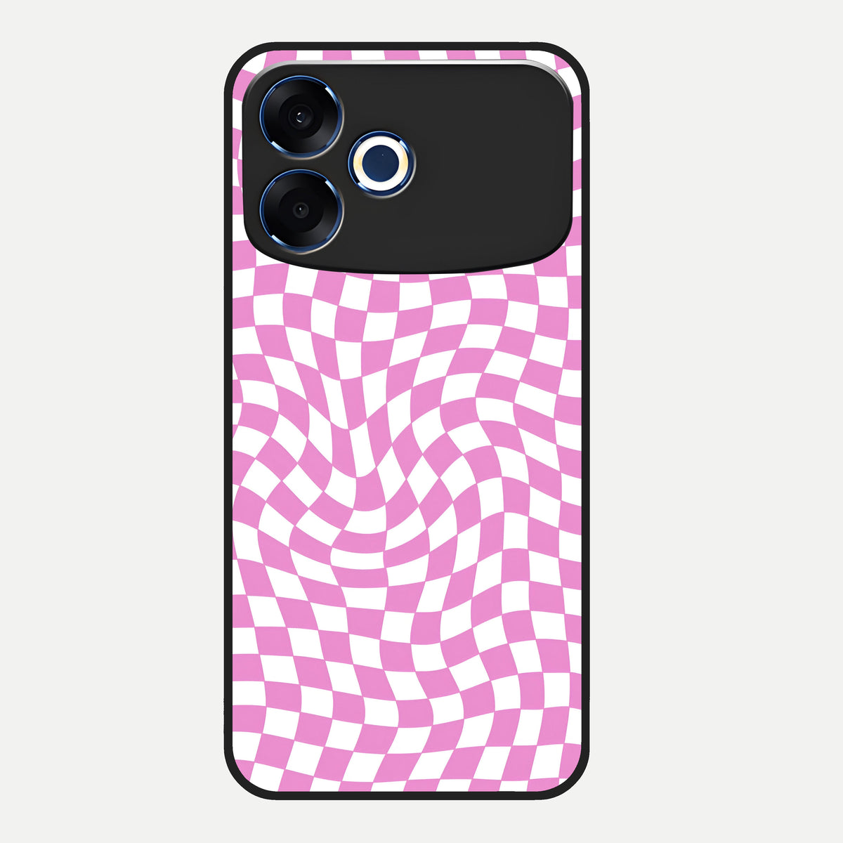  Bubblegum Check Wave Glass Case For Oppo F33 Pro 5G back cover – full design glossy printed glass finish