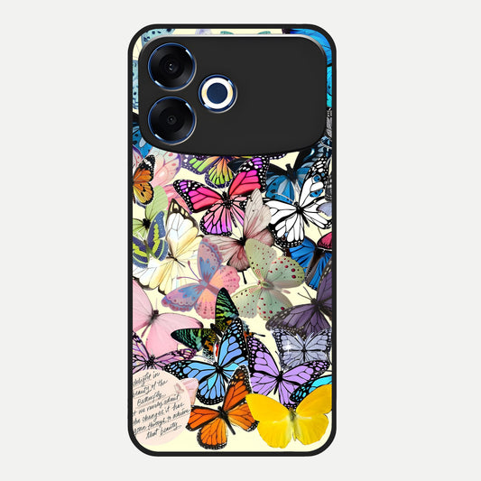  Butterflies Petal Dream Glass Case For Oppo F33 Pro 5G back cover – full design glossy printed glass finish