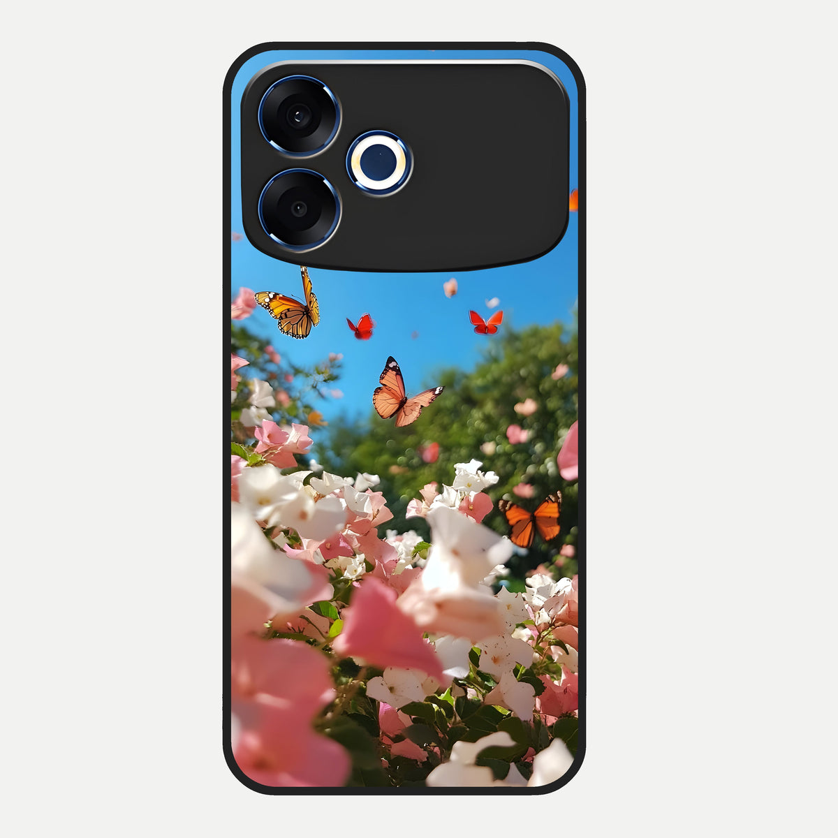  Butterflies In Bloom Sky Glass Case For Oppo F33 Pro 5G back cover – full design glossy printed glass finish