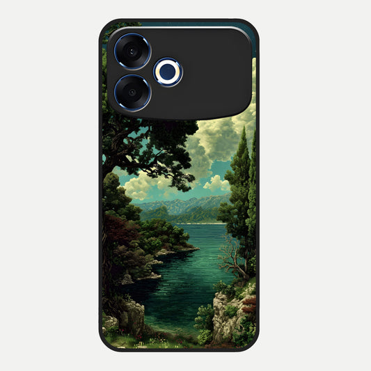  Celestial Lake Peace Glass Case For Oppo F33 Pro 5G back cover – full design glossy printed glass finish