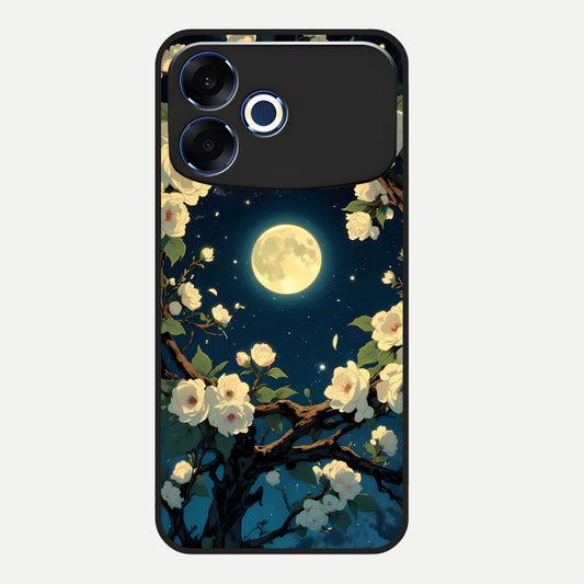  Celestial Moon And Flower Glass Case For Oppo F33 Pro 5G back cover – full design glossy printed glass finish