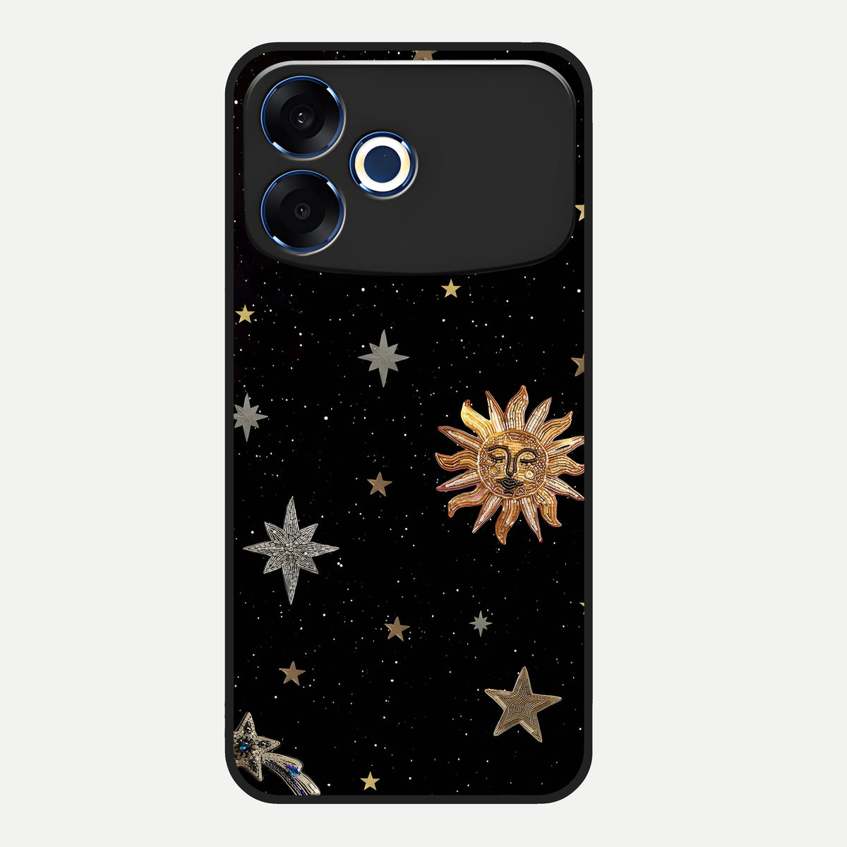  Celestial Moon With Stars Glass Case For Oppo F33 Pro 5G back cover – full design glossy printed glass finish