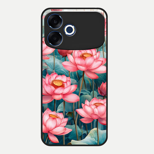  Celestial Pink Lotus Glass Case For Oppo F33 Pro 5G back cover – full design glossy printed glass finish