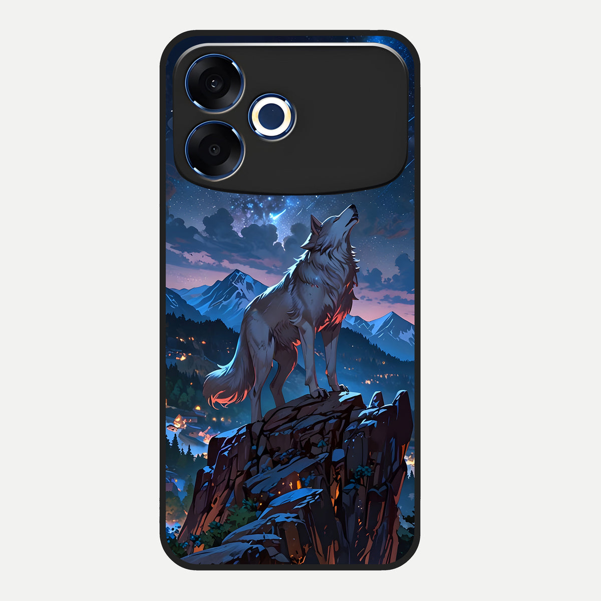  Celestial Wolf Howl Glass Case For Oppo F33 Pro 5G back cover – full design glossy printed glass finish