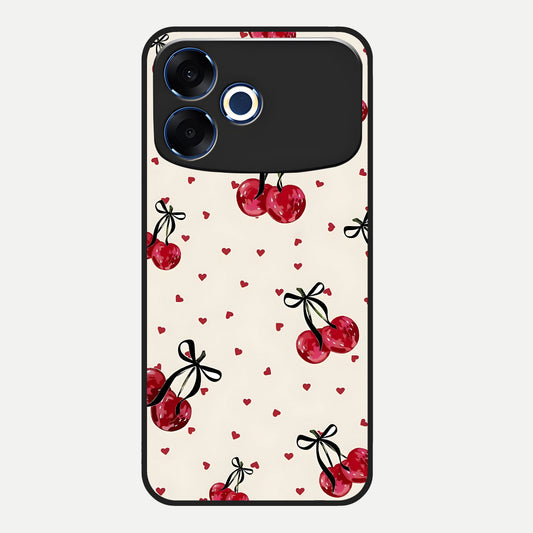  Cherry Heart Bow Glass Case For Oppo F33 Pro 5G back cover – full design glossy printed glass finish