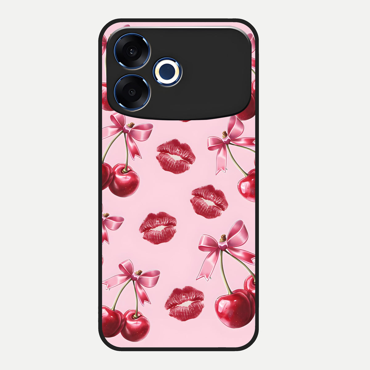  Cherry With Lips Glass Case For Oppo F33 Pro 5G back cover – full design glossy printed glass finish