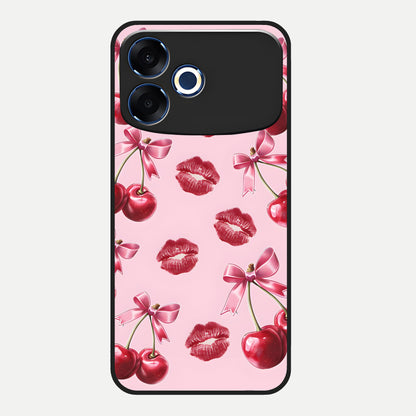  Cherry With Lips Glass Case For Oppo F33 Pro 5G back cover – full design glossy printed glass finish