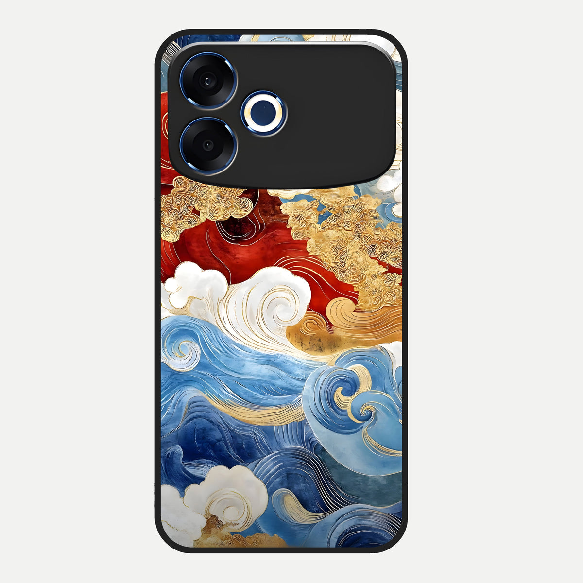  Colored Waves Glass Case For Oppo F33 Pro 5G back cover – full design glossy printed glass finish