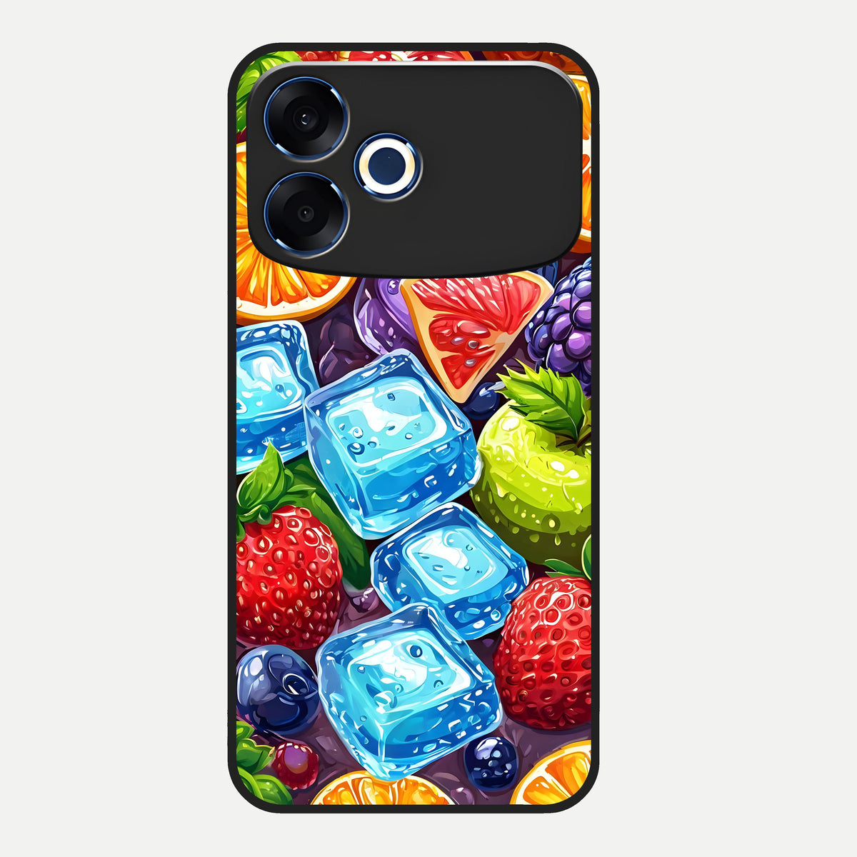  Colorful Fruits with Ice Glass Case For Oppo F33 Pro 5G back cover – full design glossy printed glass finish