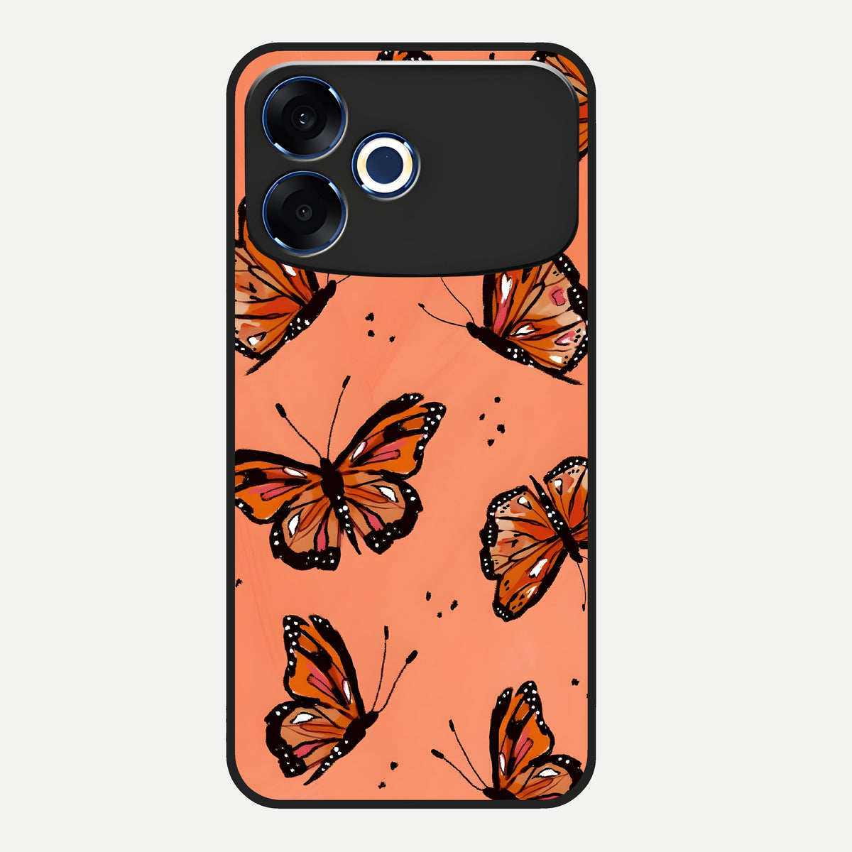  Coral Wing Butterfly Glass Case For Oppo F33 Pro 5G back cover – full design glossy printed glass finish