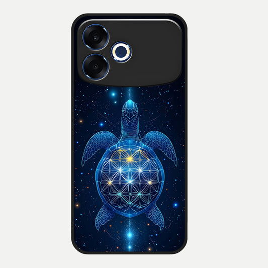  Crimson Blue Turtle Glass Case For Oppo F33 Pro 5G back cover – full design glossy printed glass finish