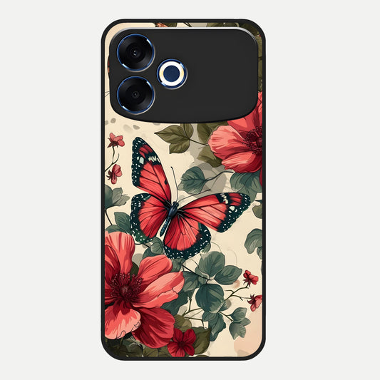  Crimson Butterfly Garden Glass Case For Oppo F33 Pro 5G back cover – full design glossy printed glass finish