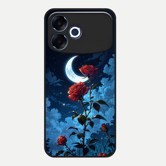  Crimson Rose Moon Glass Case For Oppo F33 Pro 5G back cover – full design glossy printed glass finish