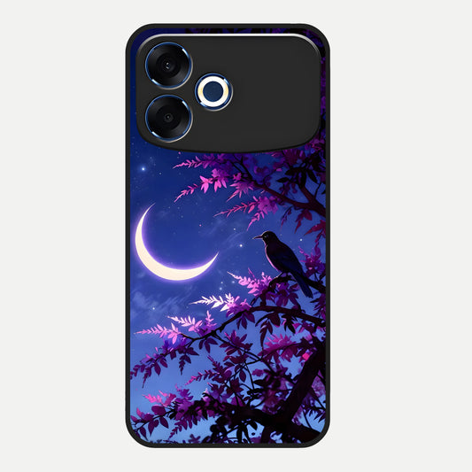  Crow And Moon Scenery Glass Case For Oppo F33 Pro 5G back cover – full design glossy printed glass finish