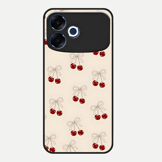  Cute Cherry Pattern Glass Case For Oppo F33 Pro 5G back cover – full design glossy printed glass finish