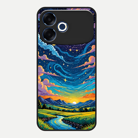  Dreamy Night Landscape Glass Case For Oppo F33 Pro 5G back cover – full design glossy printed glass finish