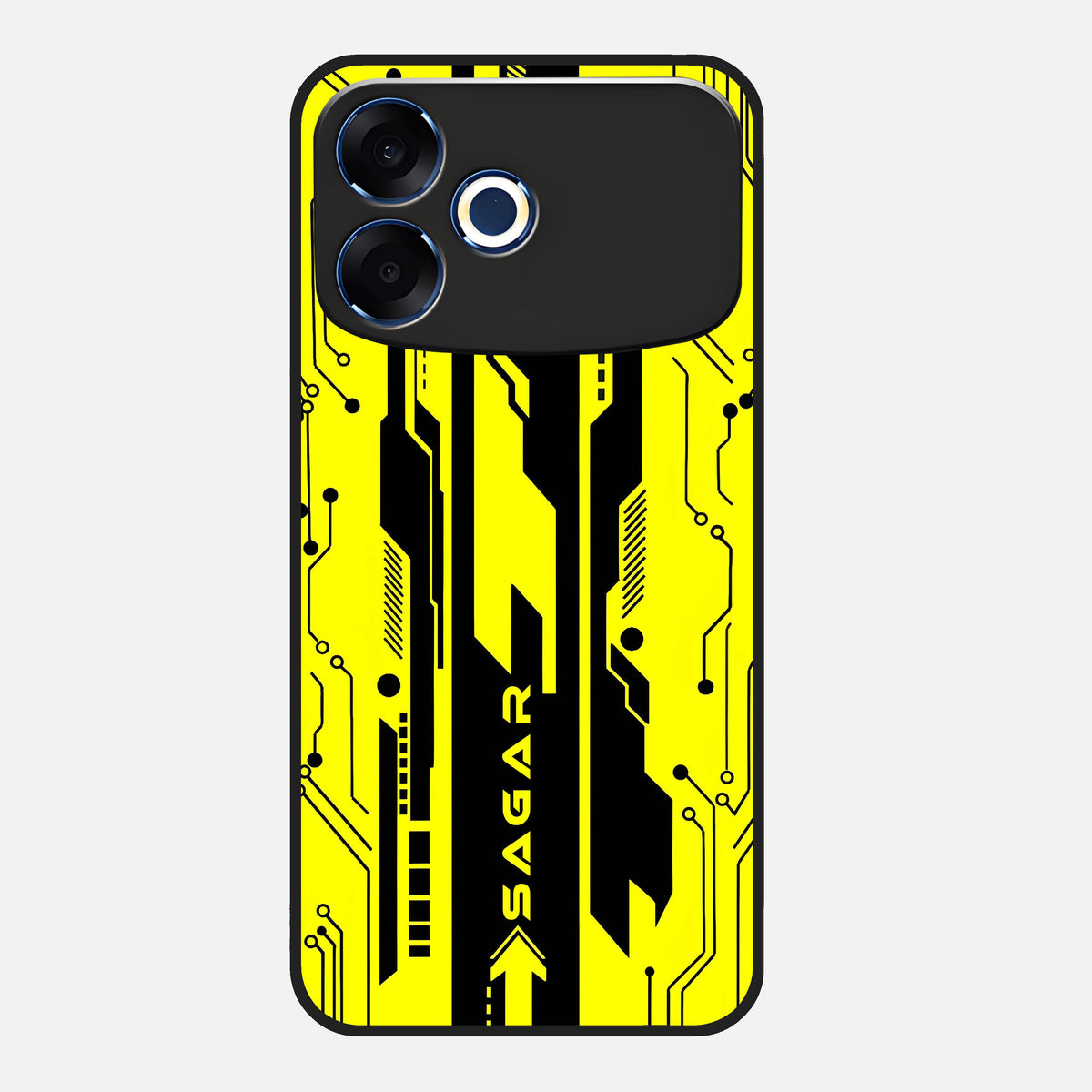  Electric Pulse CYBERPUNK Custom Name Glass Case For Oppo F33 Pro 5G back cover – full design glossy printed glass finish