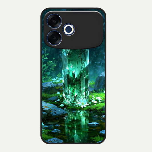  Emerald Light Crystal Glass Case For Oppo F33 Pro 5G back cover – full design glossy printed glass finish