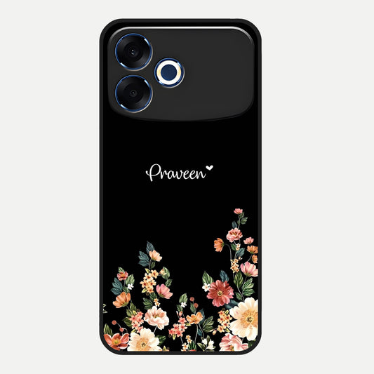  Floral Design Personalized Custom Name Glass Case For Oppo F33 Pro 5G back cover – full design glossy printed glass finish