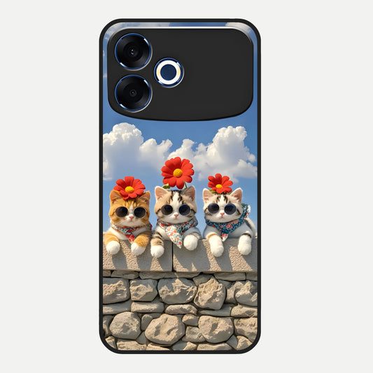  Floral Kitty Squad Glass Case For Oppo F33 Pro 5G back cover – full design glossy printed glass finish