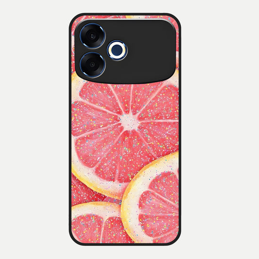  Glitter Grapefruit Glass Case For Oppo F33 Pro 5G back cover – full design glossy printed glass finish