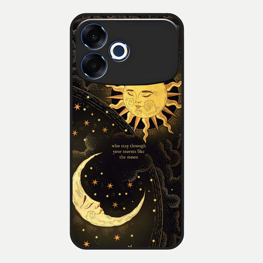  Golden Lunar Love Glass Case For Oppo F33 Pro 5G back cover – full design glossy printed glass finish