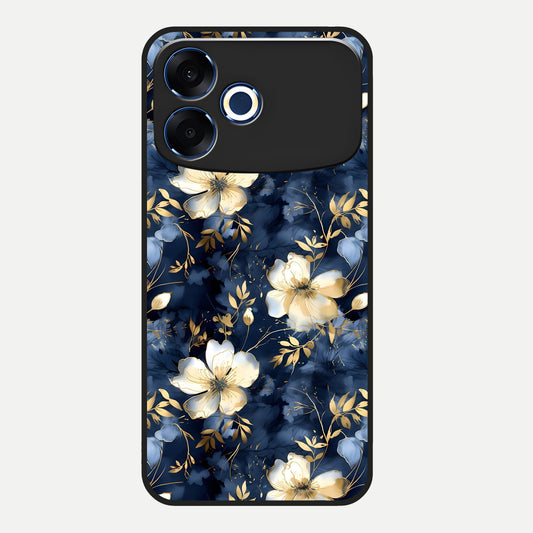  Golden Midnight Bloom Glass Case For Oppo F33 Pro 5G back cover – full design glossy printed glass finish
