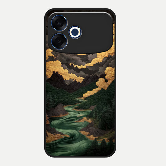  Golden River Moon Glass Case For Oppo F33 Pro 5G back cover – full design glossy printed glass finish