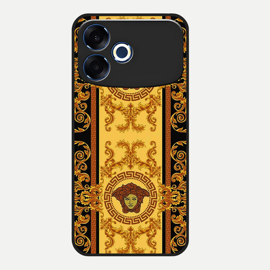  Golden Royal Heritage Glass Case For Oppo F33 Pro 5G back cover – full design glossy printed glass finish