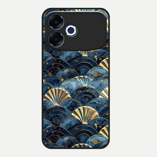  Golden Wave Luxe Glass Case For Oppo F33 Pro 5G back cover – full design glossy printed glass finish
