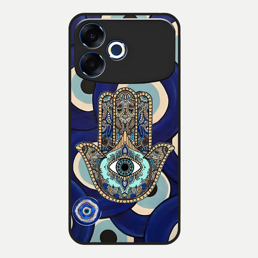  Hamsa Divine Guard Glass Case For Oppo F33 Pro 5G back cover – full design glossy printed glass finish