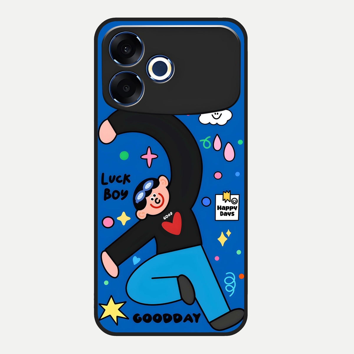  Happy Luck Vibe Glass Case For Oppo F33 Pro 5G back cover – full design glossy printed glass finish