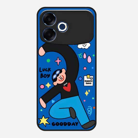  Happy Luck Vibe Glass Case For Oppo F33 Pro 5G back cover – full design glossy printed glass finish