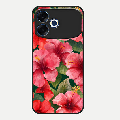  Hibiscus Pattern Glass Case For Oppo F33 Pro 5G back cover – full design glossy printed glass finish